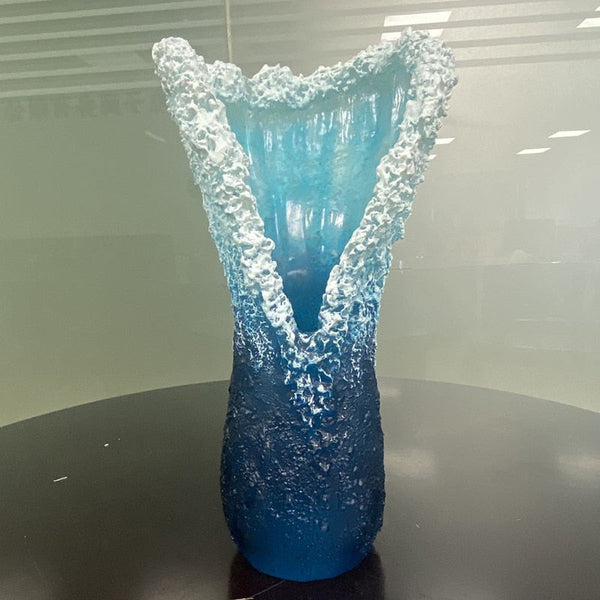 Vases New Wave Vase Resin Handicraft Modern Simple Ocean Blue Home Decoration Table Top Ornaments