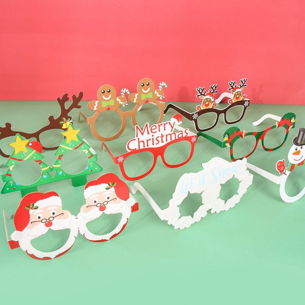 Seasonal Decorations Paper Glasses Frame Merry Christmas Decorations Home Santa Claus Gifts New Year