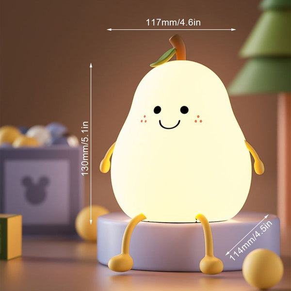 Night Lights Led Pear Fruit Cat Silicone Rechargeable Dimming Night Light