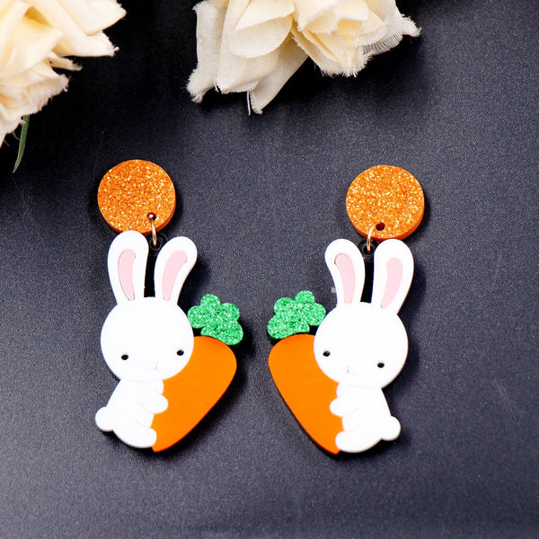 Earrings Cute Easter Bunny Carrot Laser Acrylic Dangle Jewellery