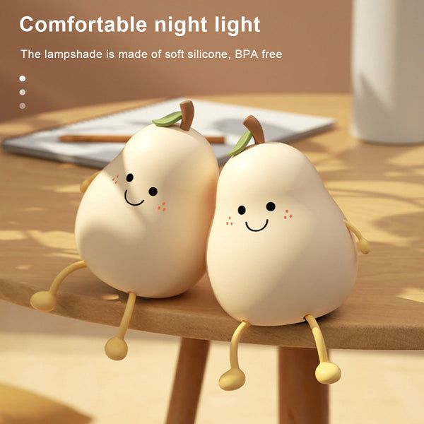 Night Lights Led Pear Fruit Cat Silicone Rechargeable Dimming Night Light