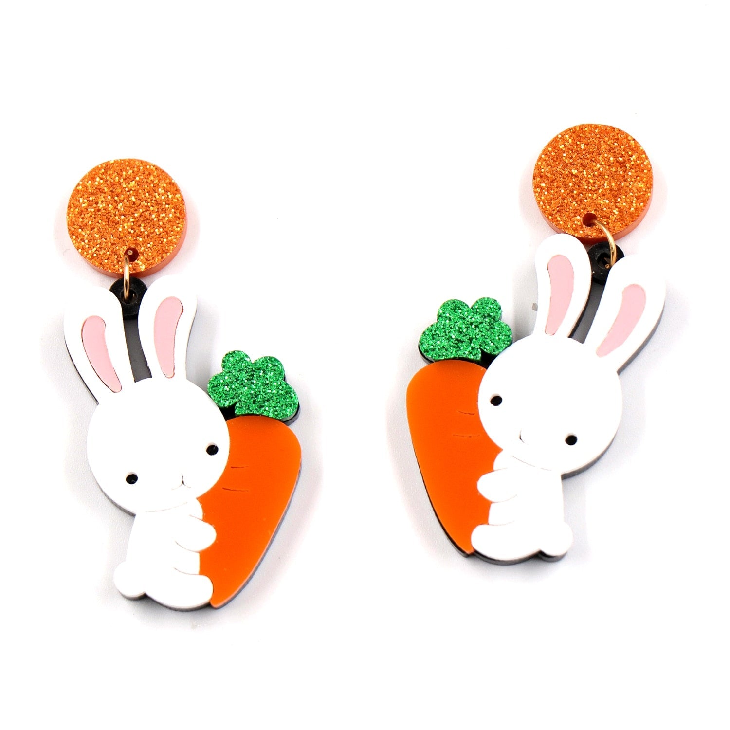 Earrings Cute Easter Bunny Carrot Laser Acrylic Dangle Jewellery