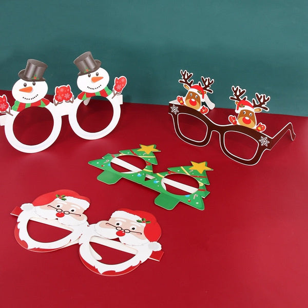 Seasonal Decorations Paper Glasses Frame Merry Christmas Decorations Home Santa Claus Gifts New Year