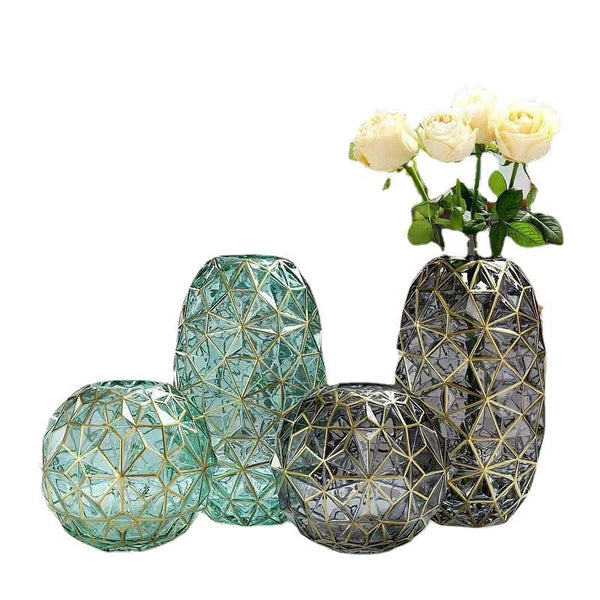 Vases Light Luxury Nordic Glass Vase Living Room Decoration Flowers Arrangement Creative Home Accessories