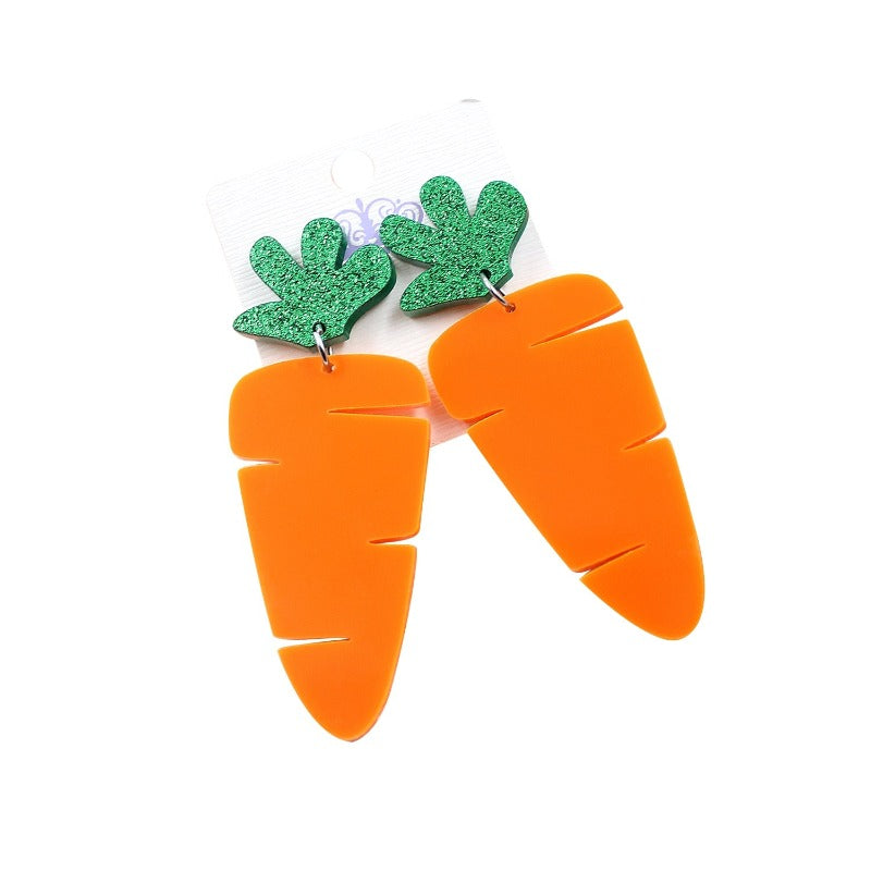 Earrings Acrylic Carrot Dangle Easter Jewellery