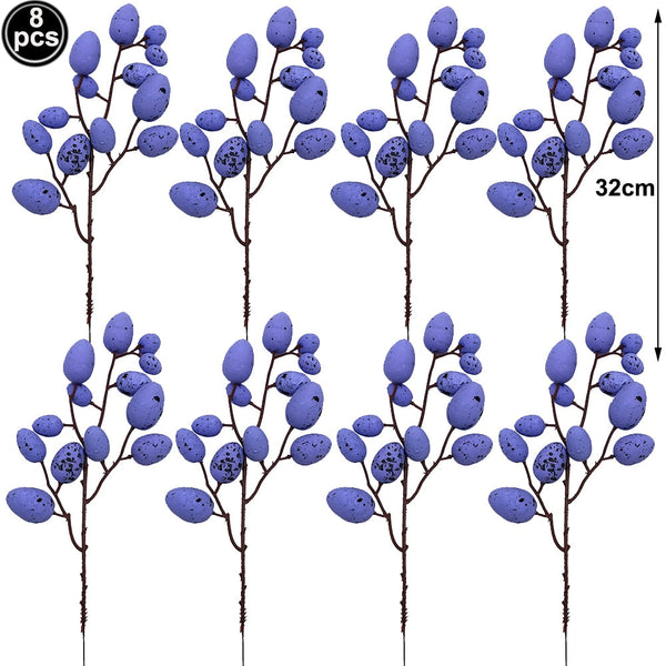 8Pcs Easter Egg Branch Ornaments Home Decor