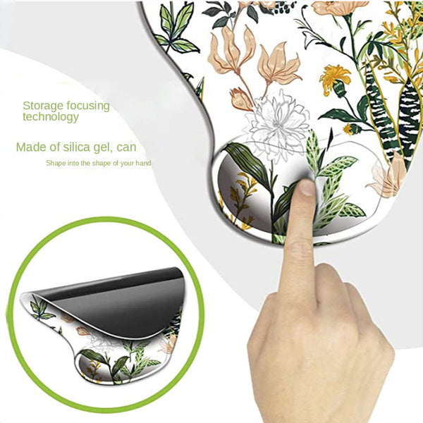 Mouse Pads & Wrist Rests Ergonomic Silicone Wrist Rest Home Office Floral Mouse Pad