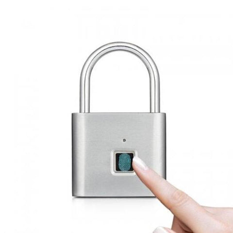Safety Keyless Lock Usb Battery Door Fingerprint Smart Padlock Quick Unlock Silver
