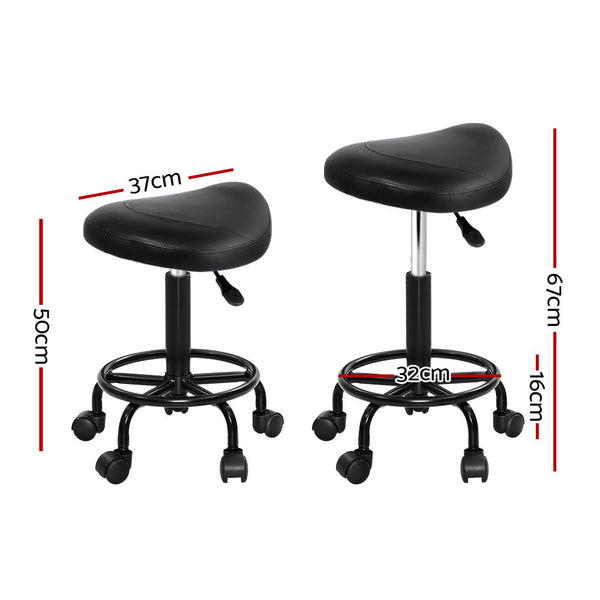 Benches Bar Stools Artiss 2X Saddle Salon Stool Swivel Barber Chairs Stools Hydraulic Lift Pu