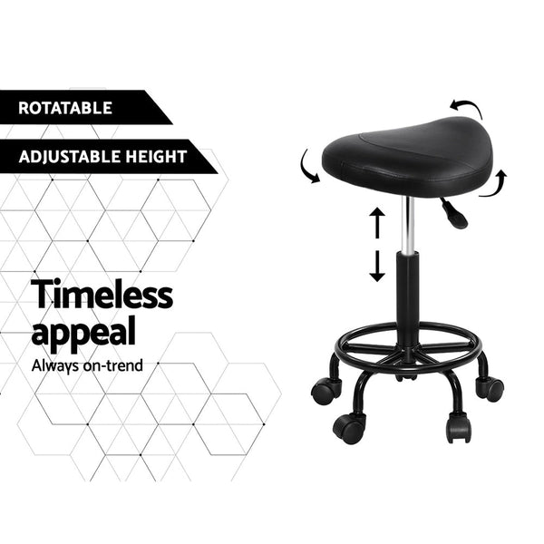 Benches Bar Stools Artiss 2X Saddle Salon Stool Swivel Barber Chairs Stools Hydraulic Lift Pu