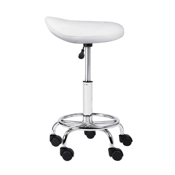 Salon Stools Artiss 2X Saddle Salon Stool Swivel Barber Hair Dress Chair Hydraulic Lift White