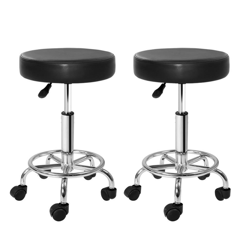 Benches Bar Stools Artiss 2X Salon Stool Round Swivel Barber Hair Stools Hydraulic Lift Black