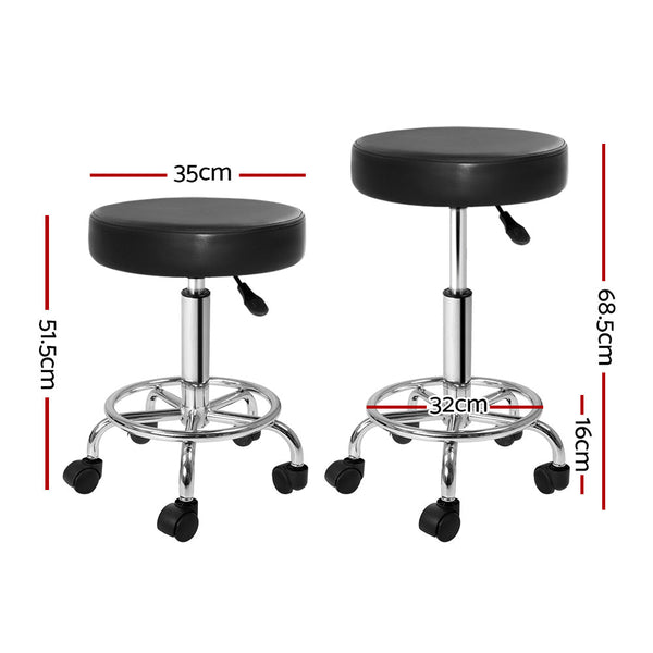 Benches Bar Stools Artiss 2X Salon Stool Round Swivel Barber Hair Stools Hydraulic Lift Black