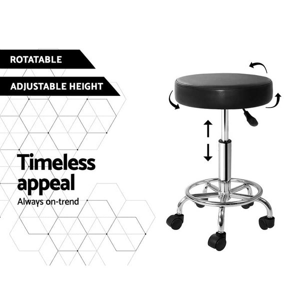 Benches Bar Stools Artiss 2X Salon Stool Round Swivel Barber Hair Stools Hydraulic Lift Black