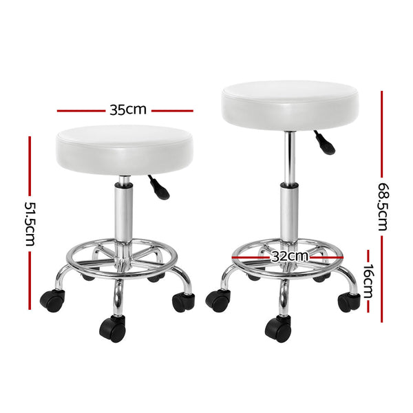 Benches Bar Stools Artiss 2X Salon Stool Swivel Round Barber Hair Stools Hydraulic Lift White