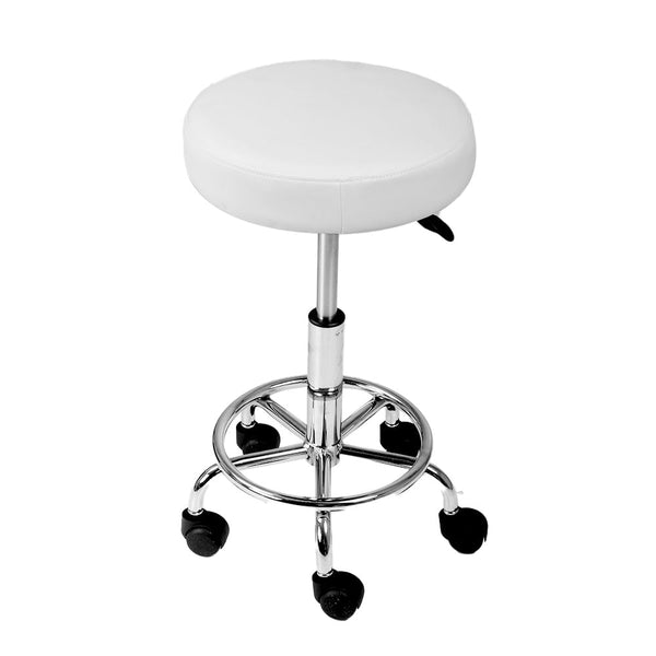 Benches Bar Stools Artiss 2X Salon Stool Swivel Round Barber Hair Stools Hydraulic Lift White