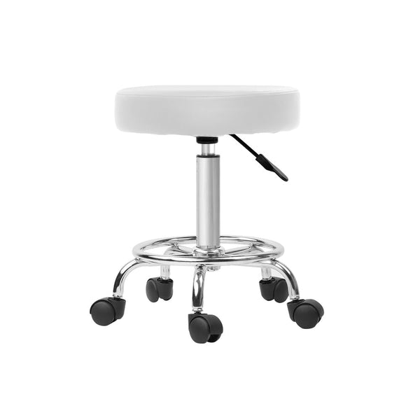 Benches Bar Stools Artiss 2X Salon Stool Swivel Round Barber Hair Stools Hydraulic Lift White