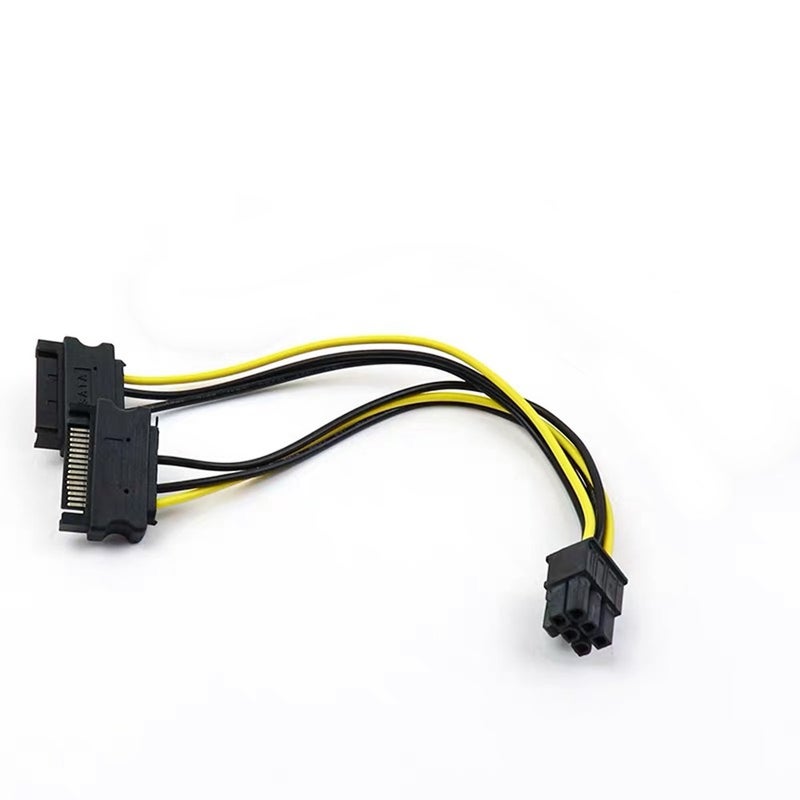 Other Computer Cables Sata 2X15pin To Graphics Card Pci E Pcie 6 Pin Video Power Supply Cable 6Pin Dual Y Splitter Adapter 20Cm