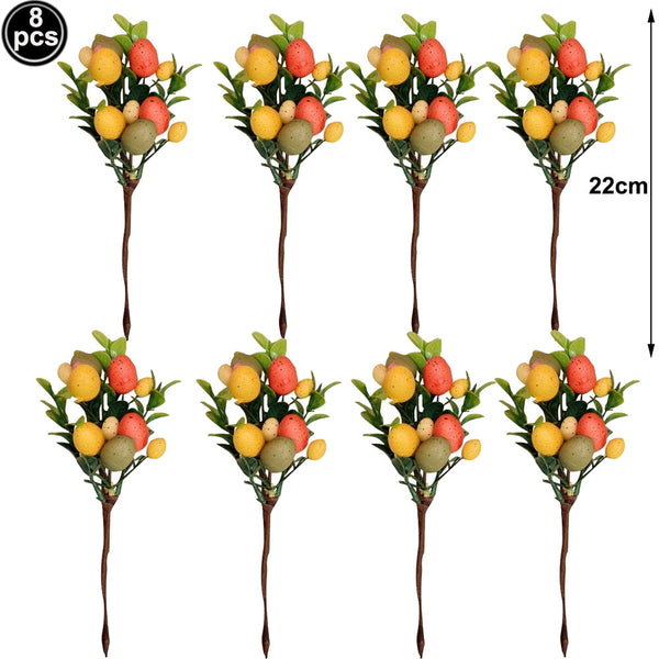 8Pcs Easter Egg Branch Ornaments Home Decor