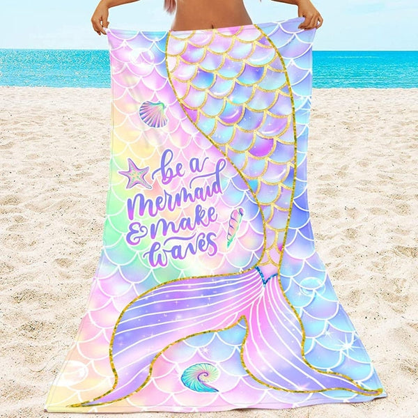 Towels & Flannels Microfibre Pastel Mermaid Beach Towel