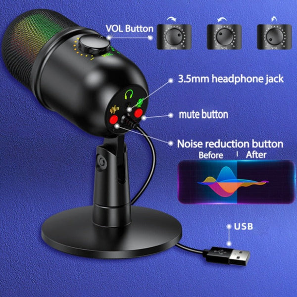 Podcast Youtube Recording Streaming Condenser Desktop Microphone