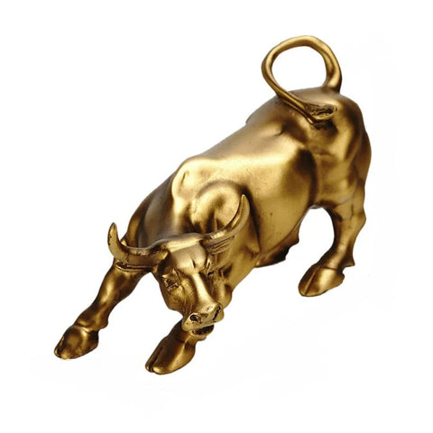 Sculptures & Figurines Home Figurine Gold Bull Resin For Living Room Desktop Decoration Accessories