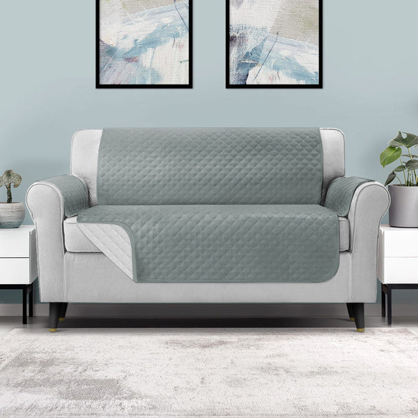 Slipcovers Artiss Sofa Cover Quilted Couch Covers 100% Water Resistant 3 Seater Grey