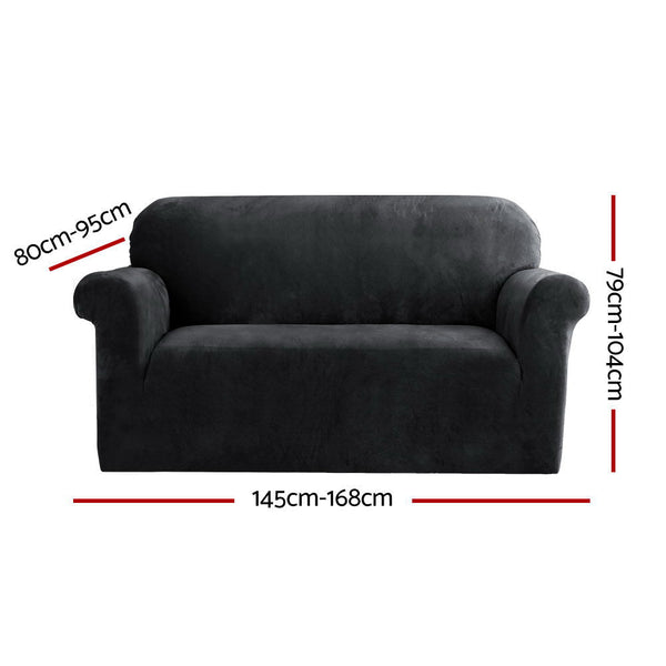 Slipcovers Artiss Velvet Sofa Cover Plush Couch Lounge Slipcover 2 Seater Black