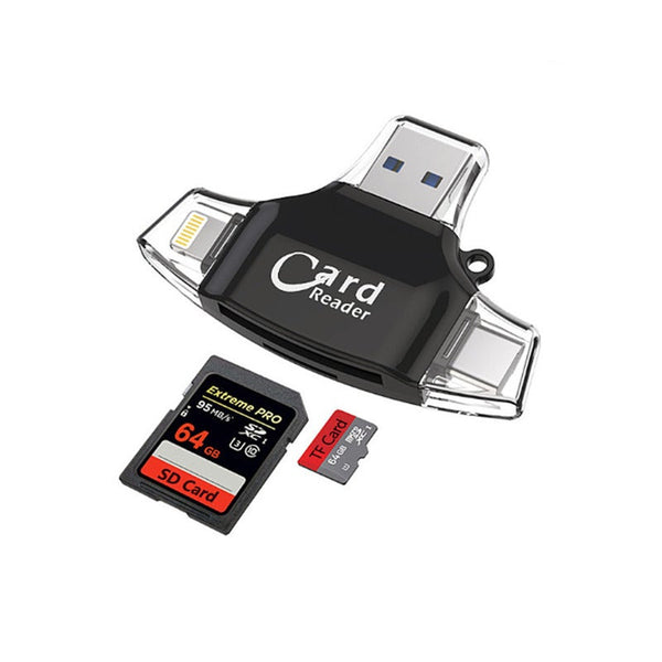 Sd / Micro Card Reader For Iphone Ipad Android Mac Computer Camera Portable Memory 4 In 1 Adapter Trail Viewer