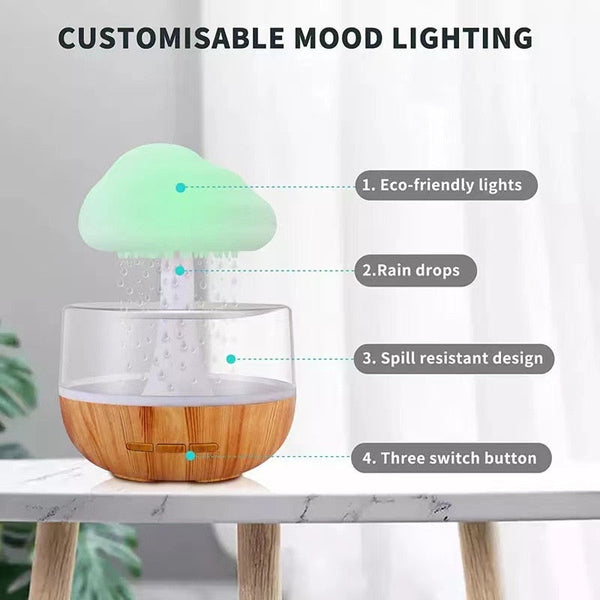 Humidifiers 280Ml Rain Cloud Humidifier Relaxing Aromatherapy Led Usb Diffuser