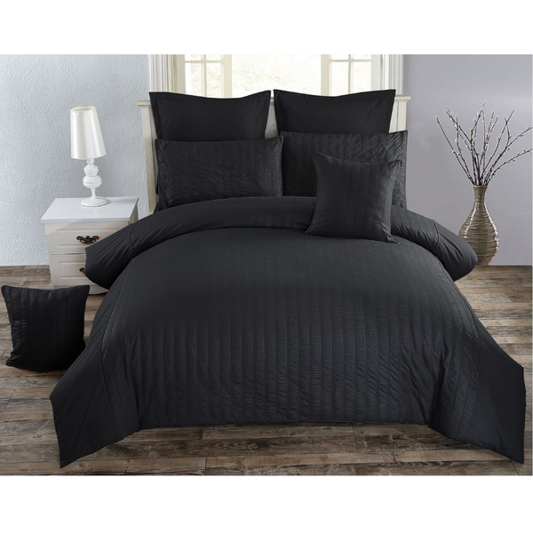 Seersucker Super King Size Duvet Quilt Cover Set