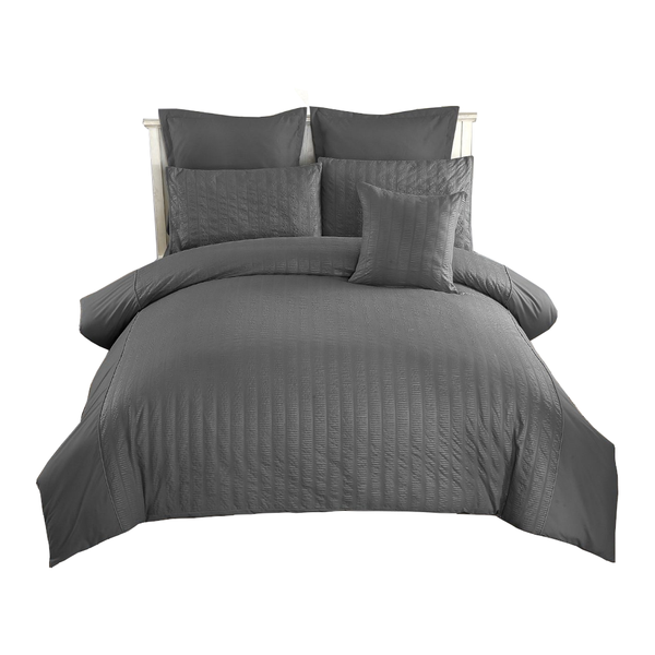 Seersucker Super King Size Duvet Quilt Cover Set