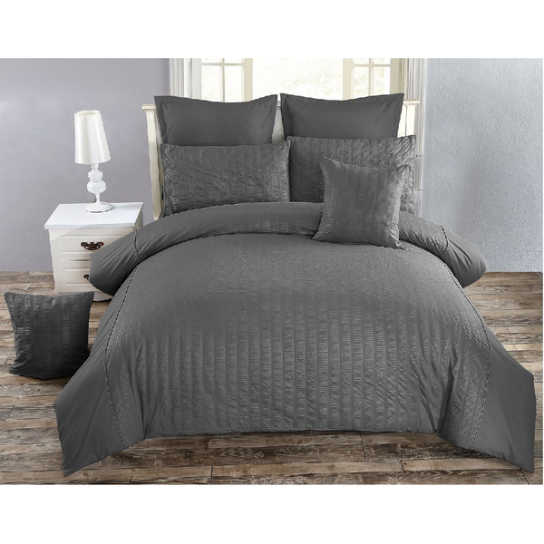 Seersucker Super King Size Duvet Quilt Cover Set