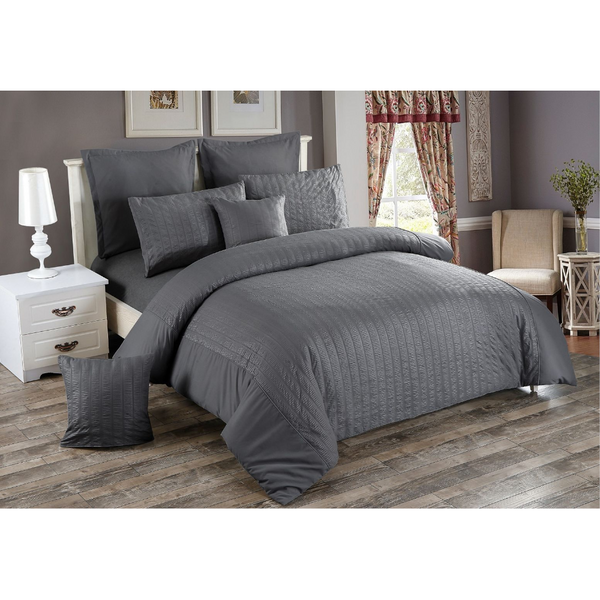 Seersucker Super King Size Duvet Quilt Cover Set