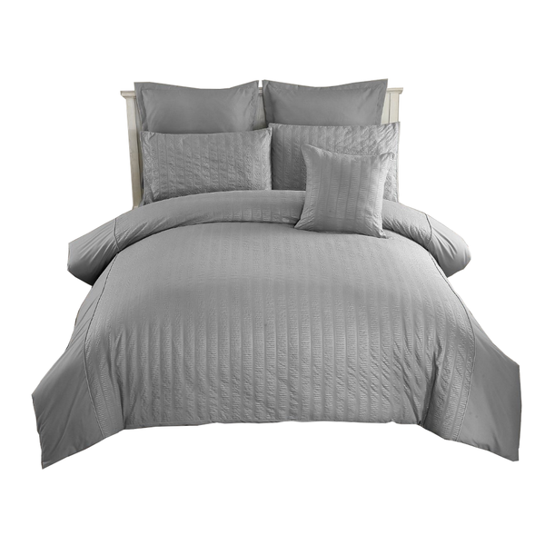 Seersucker Super King Size Duvet Quilt Cover Set