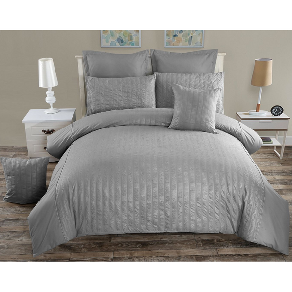 Seersucker Super King Size Duvet Quilt Cover Set