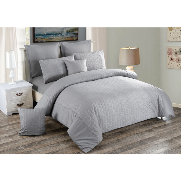 Seersucker Super King Size Duvet Quilt Cover Set