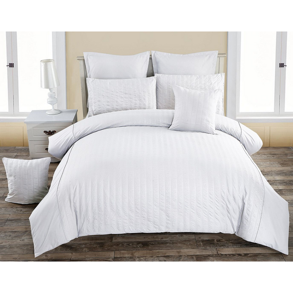 Seersucker Super King Size Duvet Quilt Cover Set