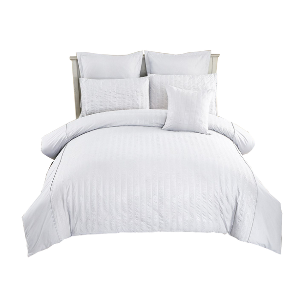 Seersucker Super King Size Duvet Quilt Cover Set