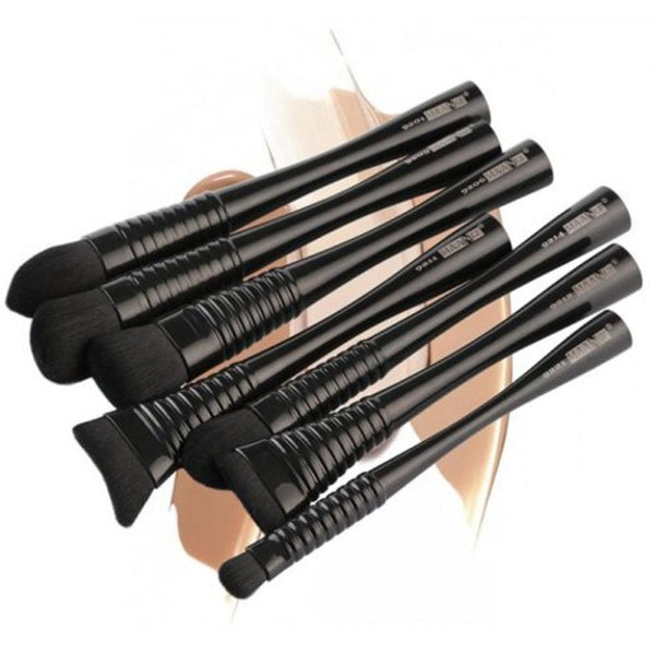 Brushes Set Of Ultra Soft Fiber Hair Foundation Blush Powder Contour Brush Black