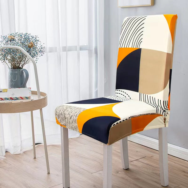 Slipcovers Chair Cover Orange Pattern Lines Design Anti Dirt Elastic Material For Dining Room Kitchen Wedding Hotel Banquet Restaurant