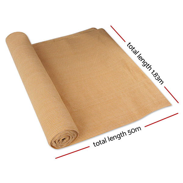 Instahut 70%Uv Sun Shade Cloth Shadecloth Sail Roll Mesh Outdoor 1.83X50m Beige