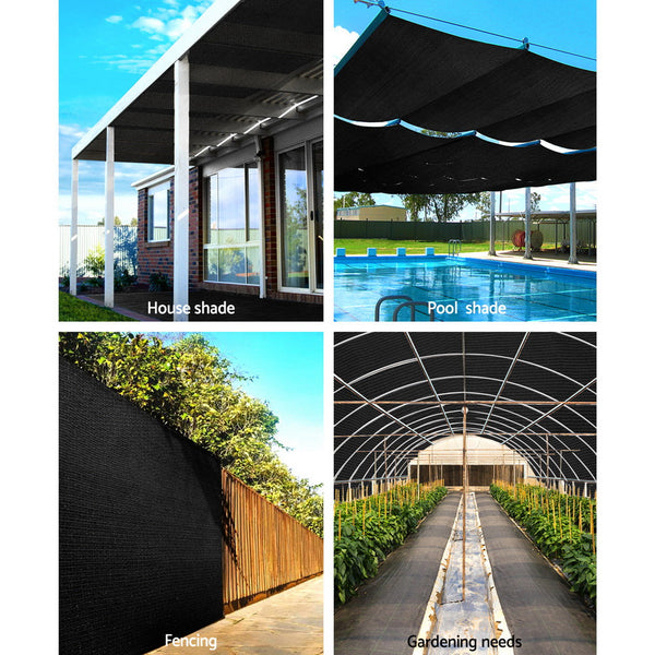 Shade Sails Instahut 3.66 X 20M Shade Sail Cloth Black Uvstabilized Hpde