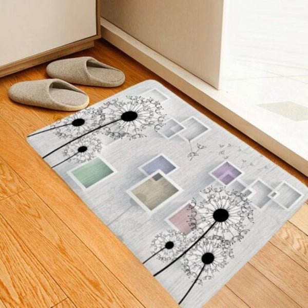 Cartoon Fashion Floral Print Carpet Durable Polyester Non Slip Mat Multi A W16 X L24 Inch