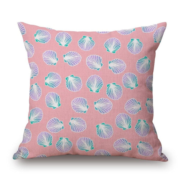 Cushions & Decorative Pillows Shells On Pink Cotton Linen Pillow Cover