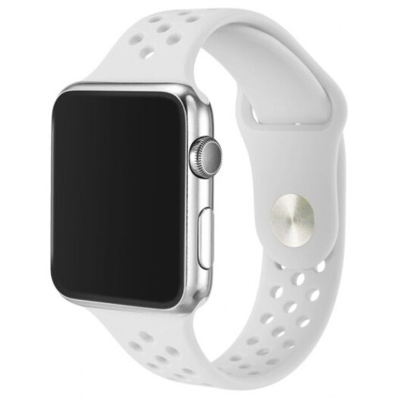 Watch Bands Simple Breathable Silicone Watchband 42Mm Apple Adjustable Wristband White