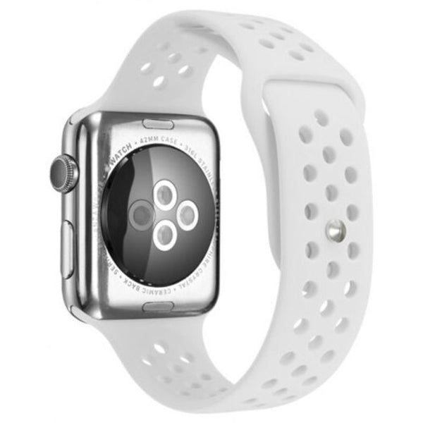 Watch Bands Simple Breathable Silicone Watchband 42Mm Apple Adjustable Wristband White