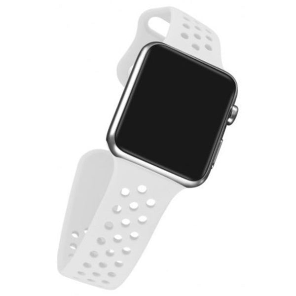 Watch Bands Simple Breathable Silicone Watchband 42Mm Apple Adjustable Wristband White