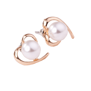 Earrings Simple Golden Heart Pearl