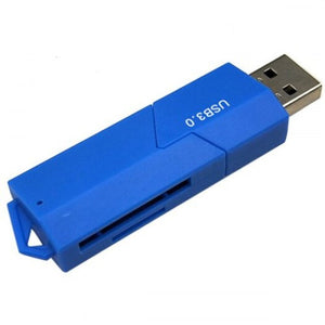 Sliding Closure Usb 3.0 Tf / Sd Card Reader Blue